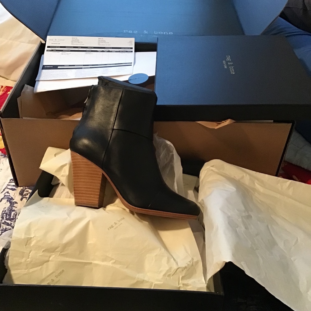 NIB Authentic Rag & Bone Newbury Boots Black Soft Leather 37.5 originally $595
